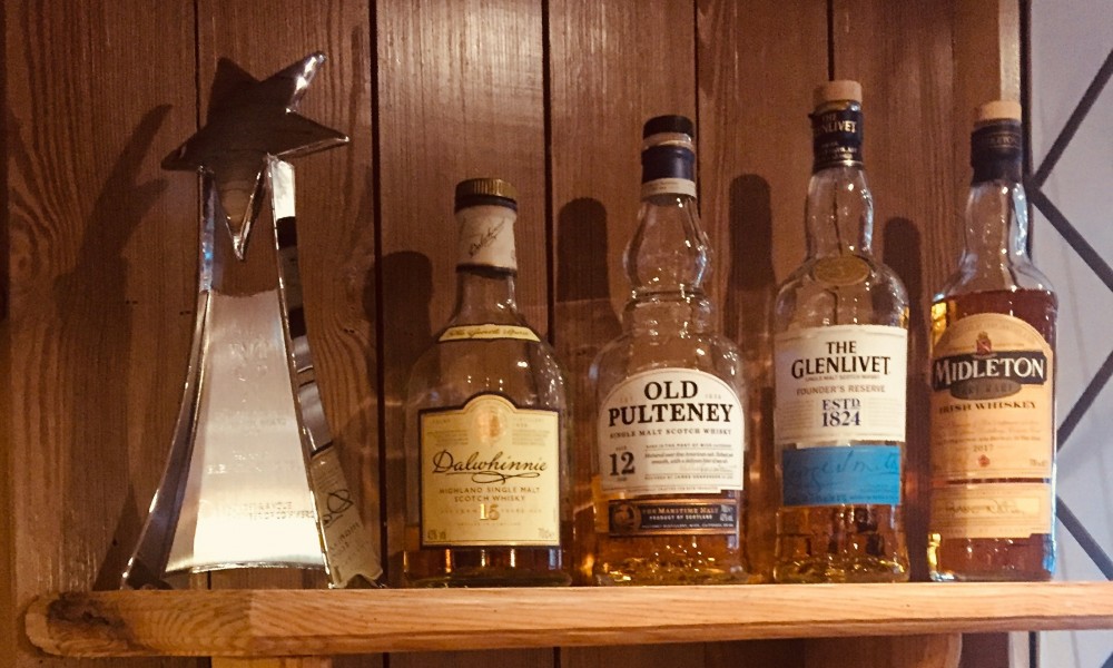 Hotel - Climbers Bar - a small selection of the many whiskys, gins and vodkas we have available