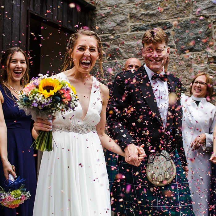 Newlyweds leaving the kirk - https://barryrobbphotography.com