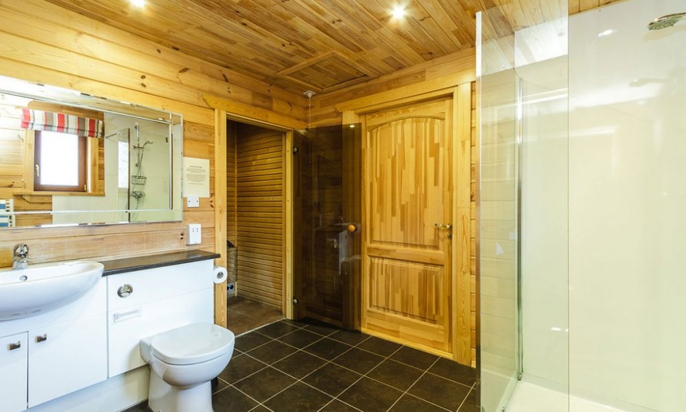 Accommodation - Luxury Lodges with Hot Tubs - 1 bedroom lodges - bathroom with sauna