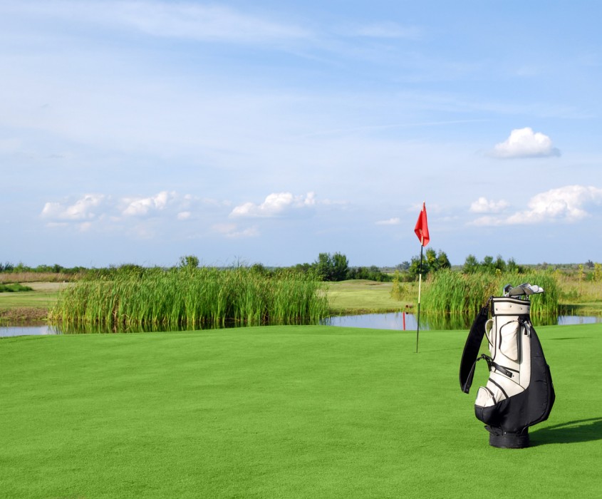 Adventures Golf Golf Field with Flag and Golf Bag