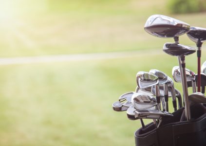 Golfer's clubs in a bag