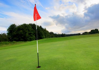 Red flag on the golf course