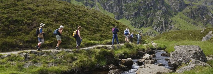 Line of walkers in Scotland