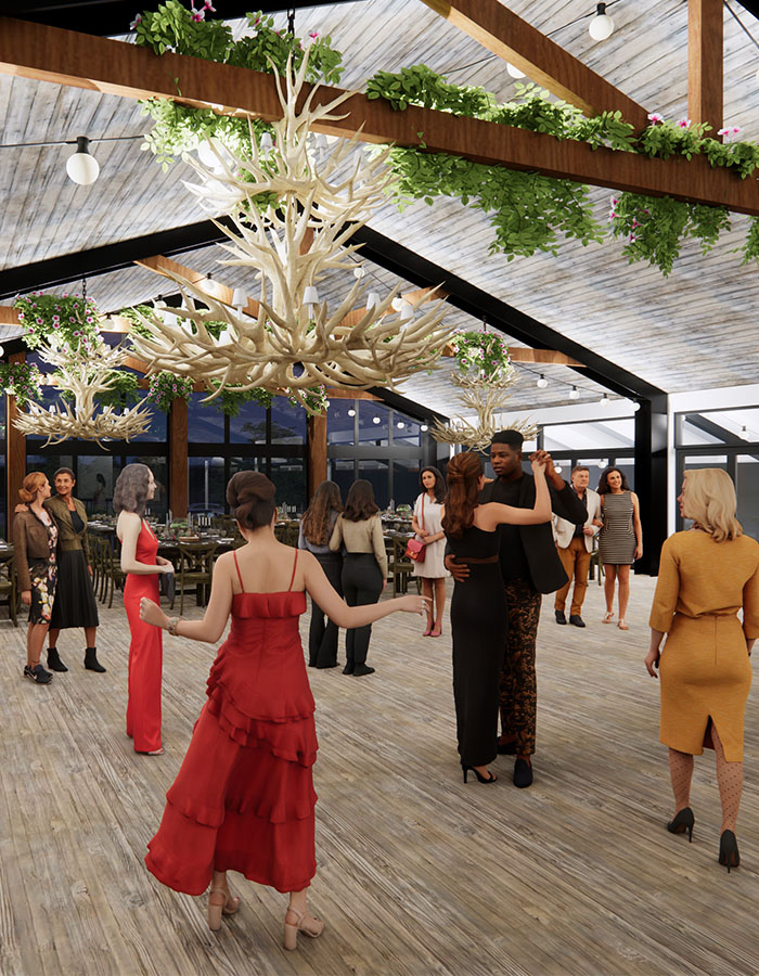 An evening reception in The Glen Clova Hotel Wedding Barn