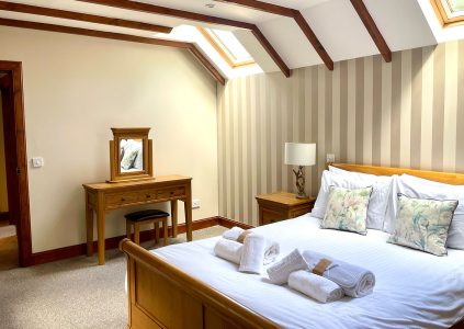 The double bedroom in Old Mill Lodge at Glen Clova Hotel and Lodges in Scotland