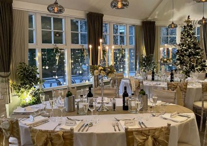 A room set up for a wedding at Glen Clova Hotel.