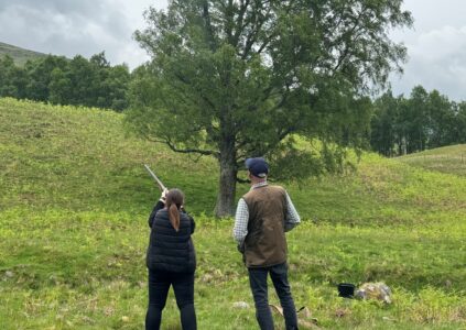 Clay pigeon shooting in the Scottish countryside, at Scottish Wedding with Exclusive Extras