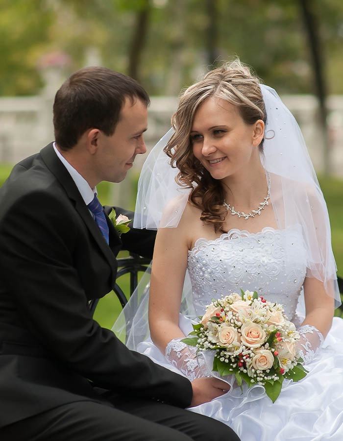A wedding couple.